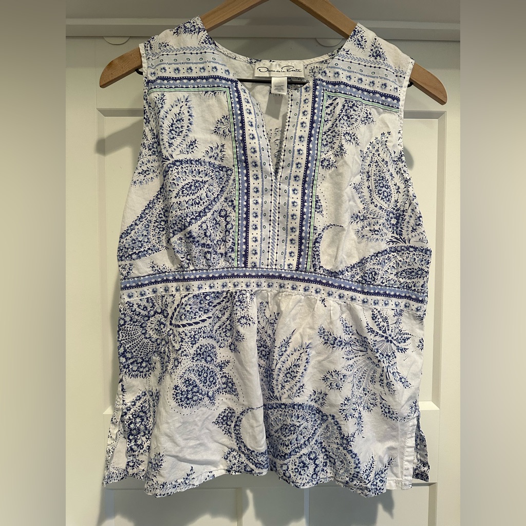 Oscar De La Renta Paisley Tank, Medium